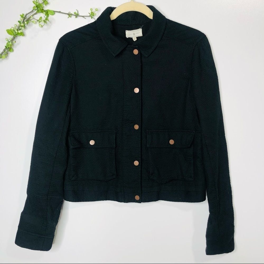Lou & Grey Black Copper Snap Front Crop Jacket
